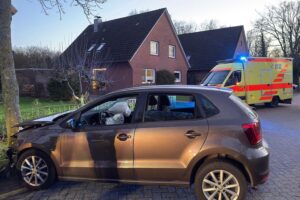Unfall im Wohngebiet: Auto prallt gegen Baum, Feuerwehr und Rettungsdienst im Einsatz.
