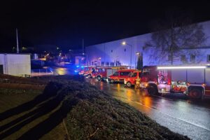 Feuerwehr im Einsatz: Brandmeldung, Gebäudeabriss, Rettungsdienstunterstützung, Gebäude in Ennepetal.