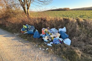 Illegale Müllentsorgung in der Natur, Polizei ermittelt, Umweltbelastung, Hinweise erbeten.