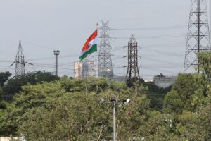 Stromleitungen in Neu-Delhi symbolisieren die wirtschaftlichen Beziehungen zwischen der EU und Indien.