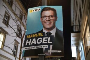 CDU-Plakat zur Landtagswahl in Baden-Württemberg mit Kandidaten und Wahlinformationen.