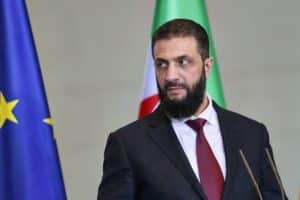 Ahmed al-Scharaa in Berlin, betont Minderheitenrechte und Rechtsstaatlichkeit nach Assad-Regime.