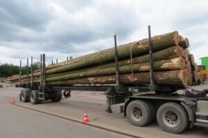 Schwerlasttransport mit Überladung, Polizei stoppt Lkw, Kontrolle in Morbach und Salmtal.