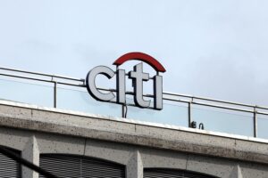 Logo der Citi-Bank mit Bezug zur robusten US-Wirtschaft und KI-Diskussion.