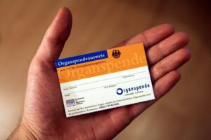 Organspendeausweis auf neutralem Hintergrund, Symbol für die Debatte um Widerspruchslösung in Deutschland.