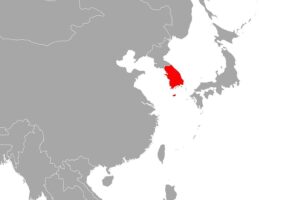 Eine moderne Chipfabrik mit Technologie-Elementen und KI-Symbolen, die Südkoreas Innovationsstrategie darstellt.