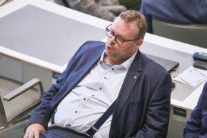 Ansgar Georg Schledde (AfD) im Archivfoto, mit Bezug auf den umstrittenen Ausschluss des Kandidaten Stephan Bothe.