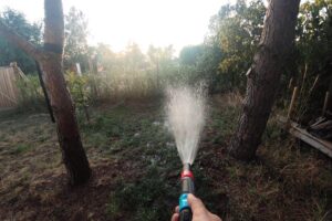 Wasserknappheit: Rasen wird im Hitzesommer mit Wasser besprengt (Archivbild).