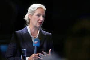 Alice Weidel auf AfD-Parteitag, spricht über Reform der Unvereinbarkeitsliste und klare Kriterien.